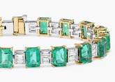Dubai Emerald and Diamond Baguette Bracelet in 18k Yellow Gold